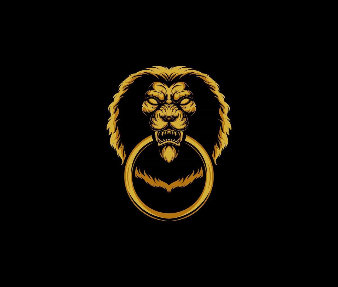 Gold lion head vector
