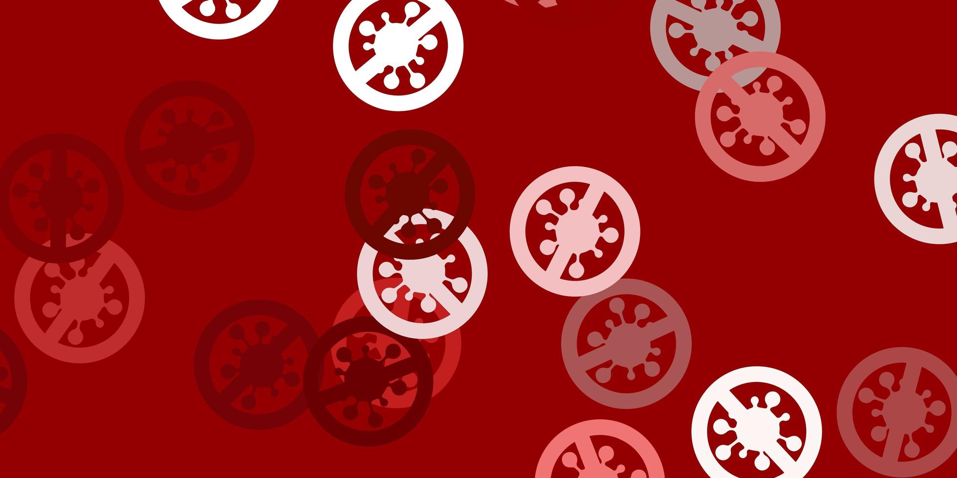 Light red vector background with covid-19 symbols.