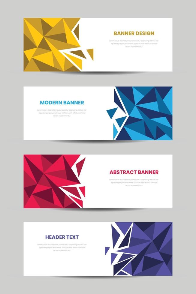 set of horizontal banner with abstract polygonal background vector