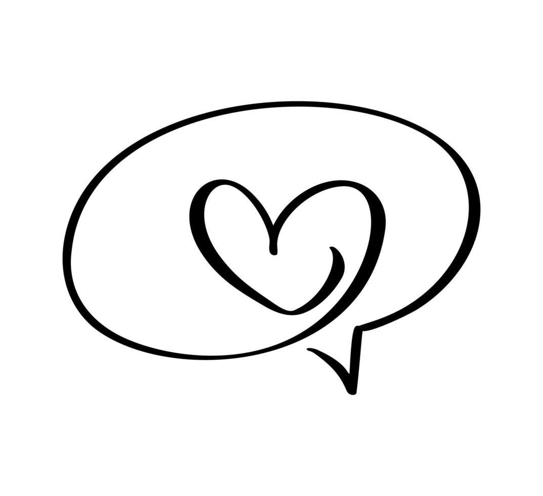 Calligraphy heart frame bubble cartoon vector illustration