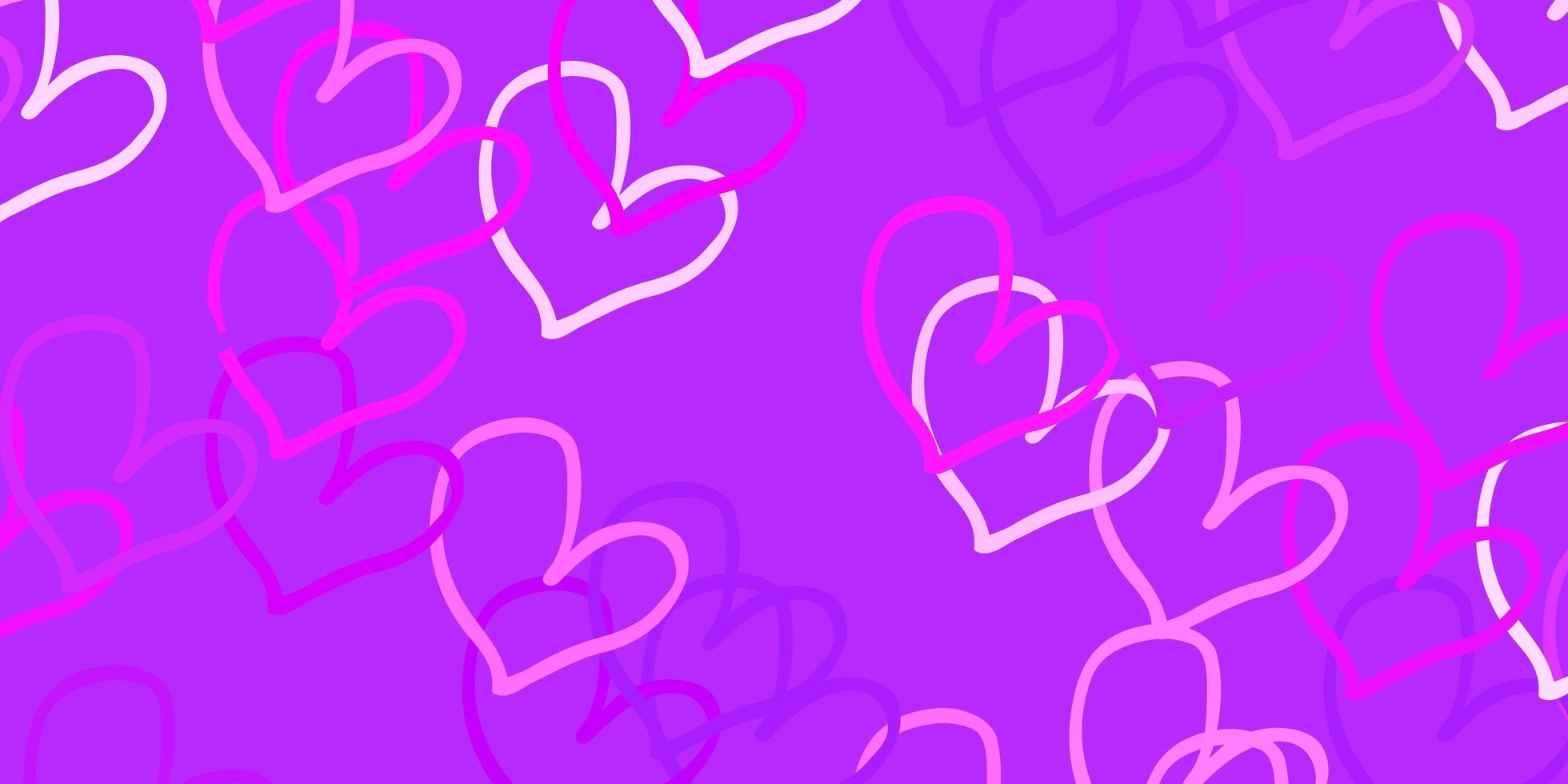 Light Purple vector background with Shining hearts.