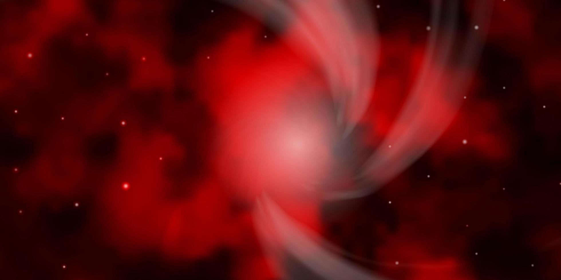 Fondo de vector rojo oscuro con estrellas pequeñas y grandes.