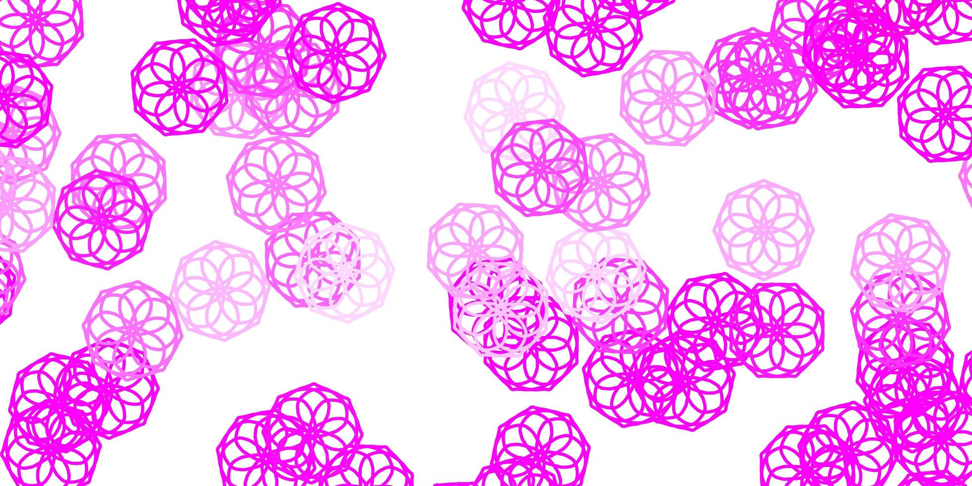 plantilla de doodle de vector rosa claro con flores.