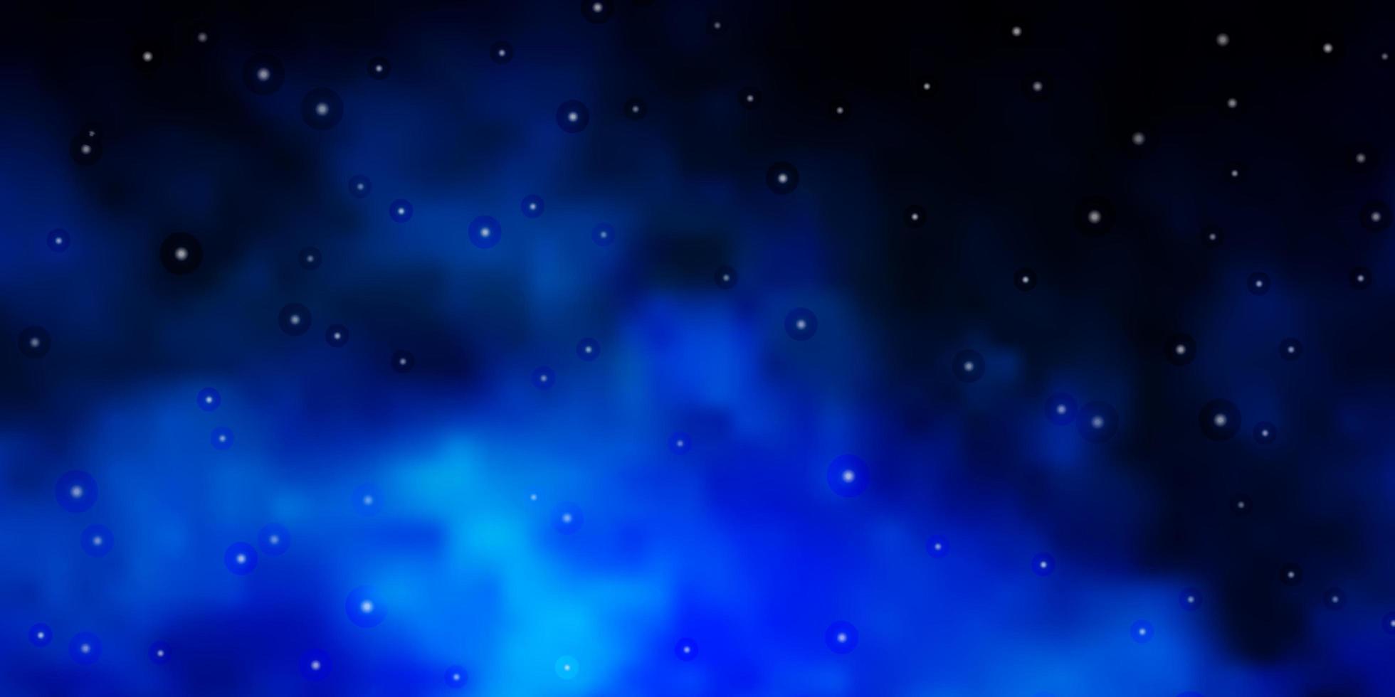 Dark BLUE vector background with small and big stars.