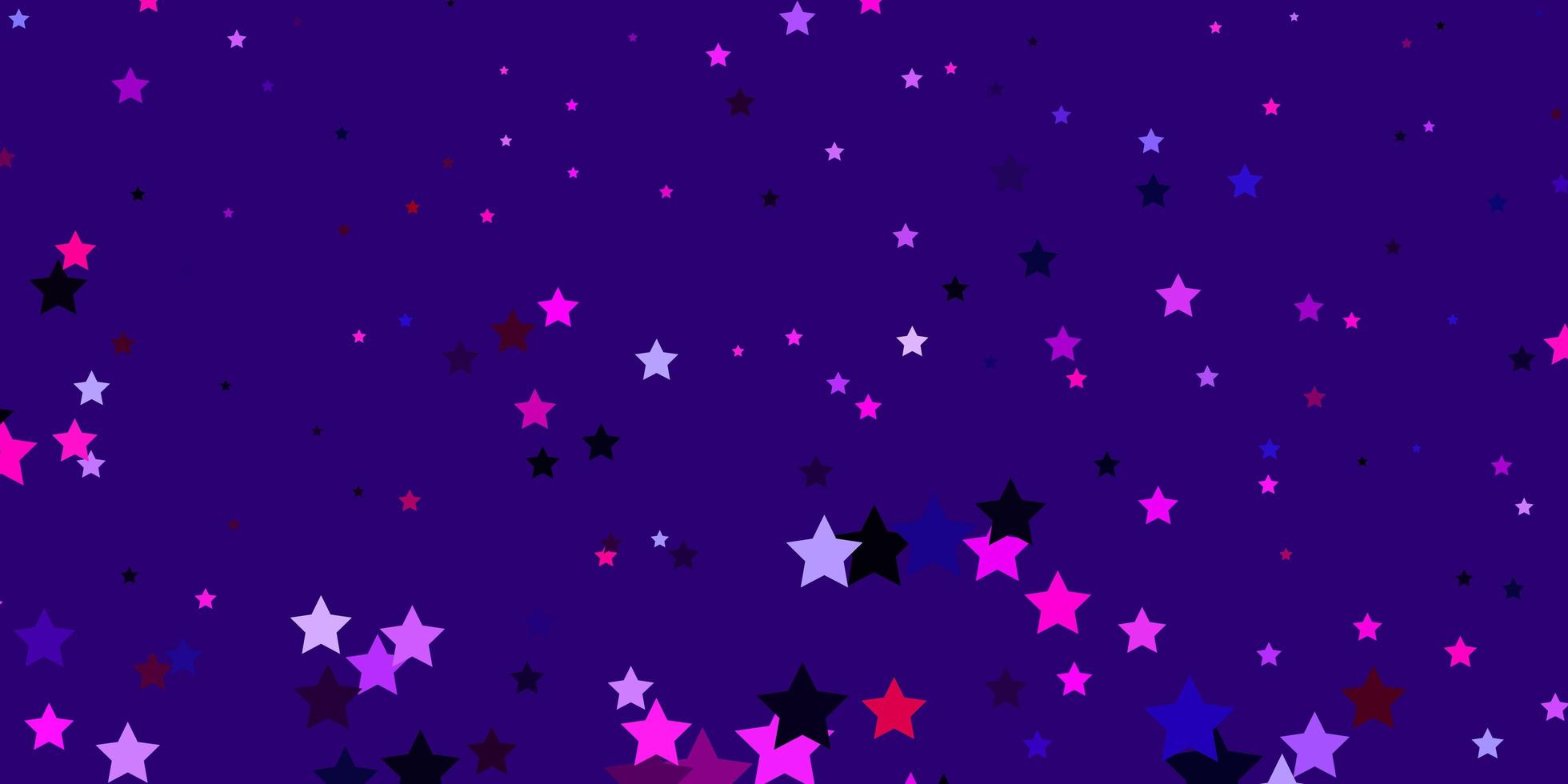 plantilla de vector de color púrpura oscuro, rosa con estrellas de neón.