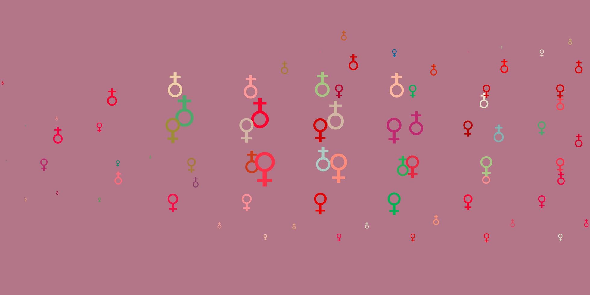 Light Green, Red vector texture with women's rights symbols.