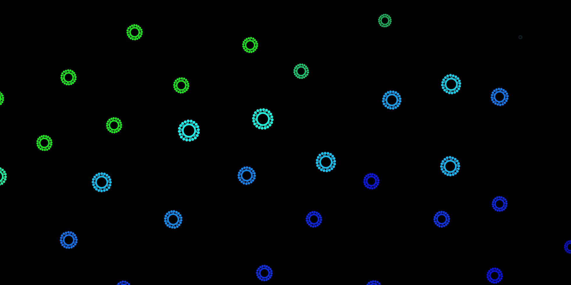 Dark blue, green vector texture with disease symbols.