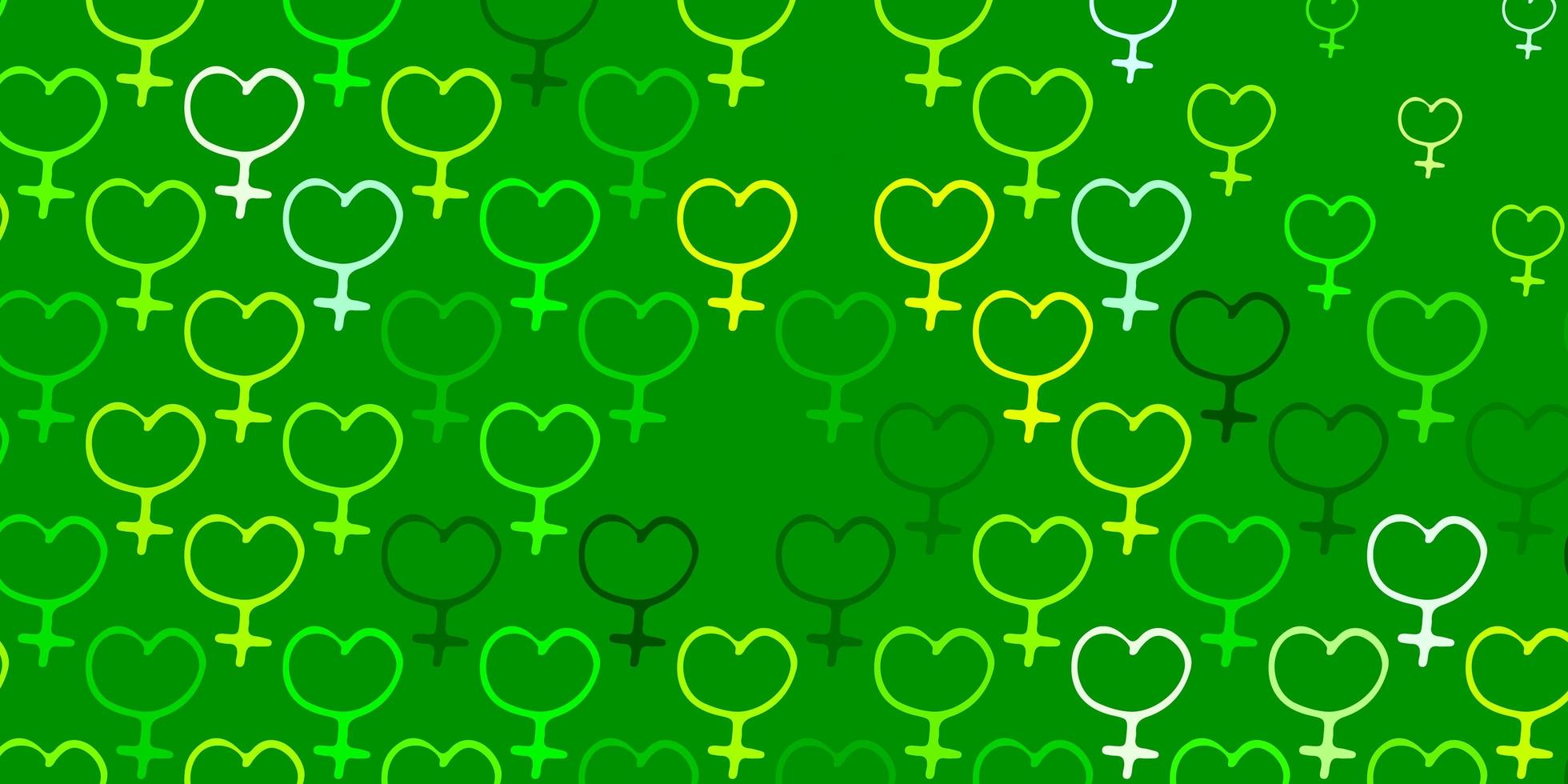 Light Green, Yellow vector texture with women's rights symbols.