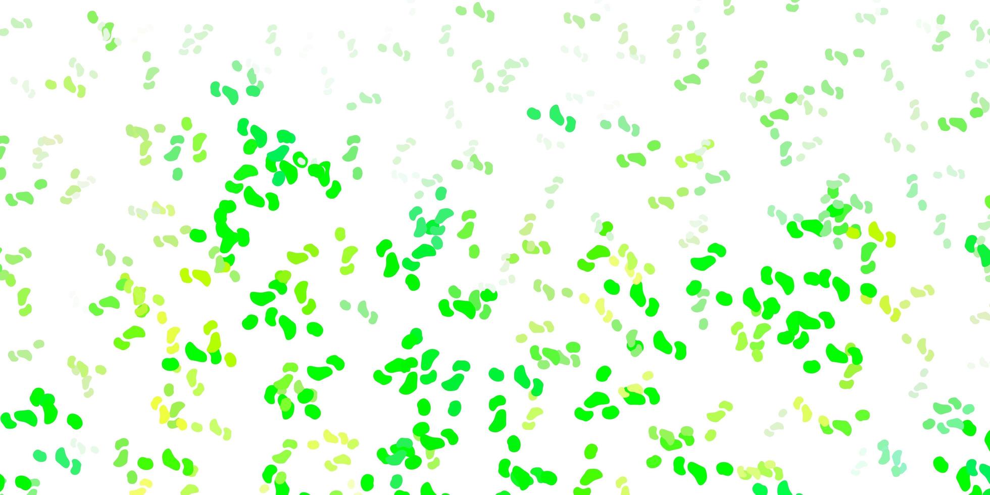 Light green, yellow vector backdrop with chaotic shapes.
