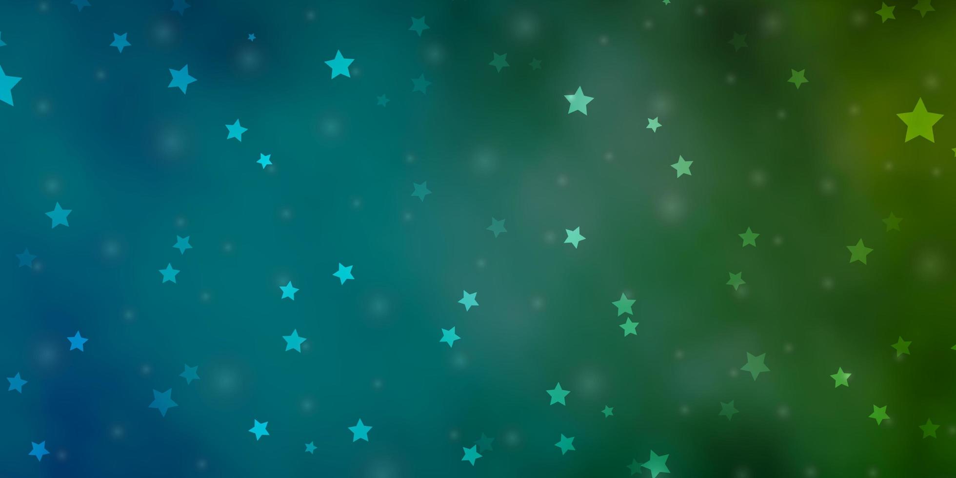diseño de vector azul claro, verde con estrellas brillantes.