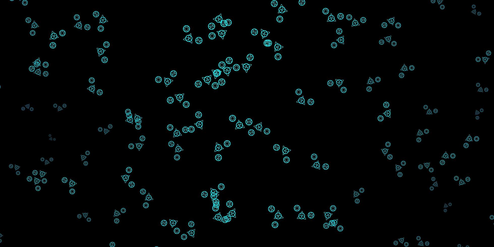 Dark Green vector background with occult symbols.