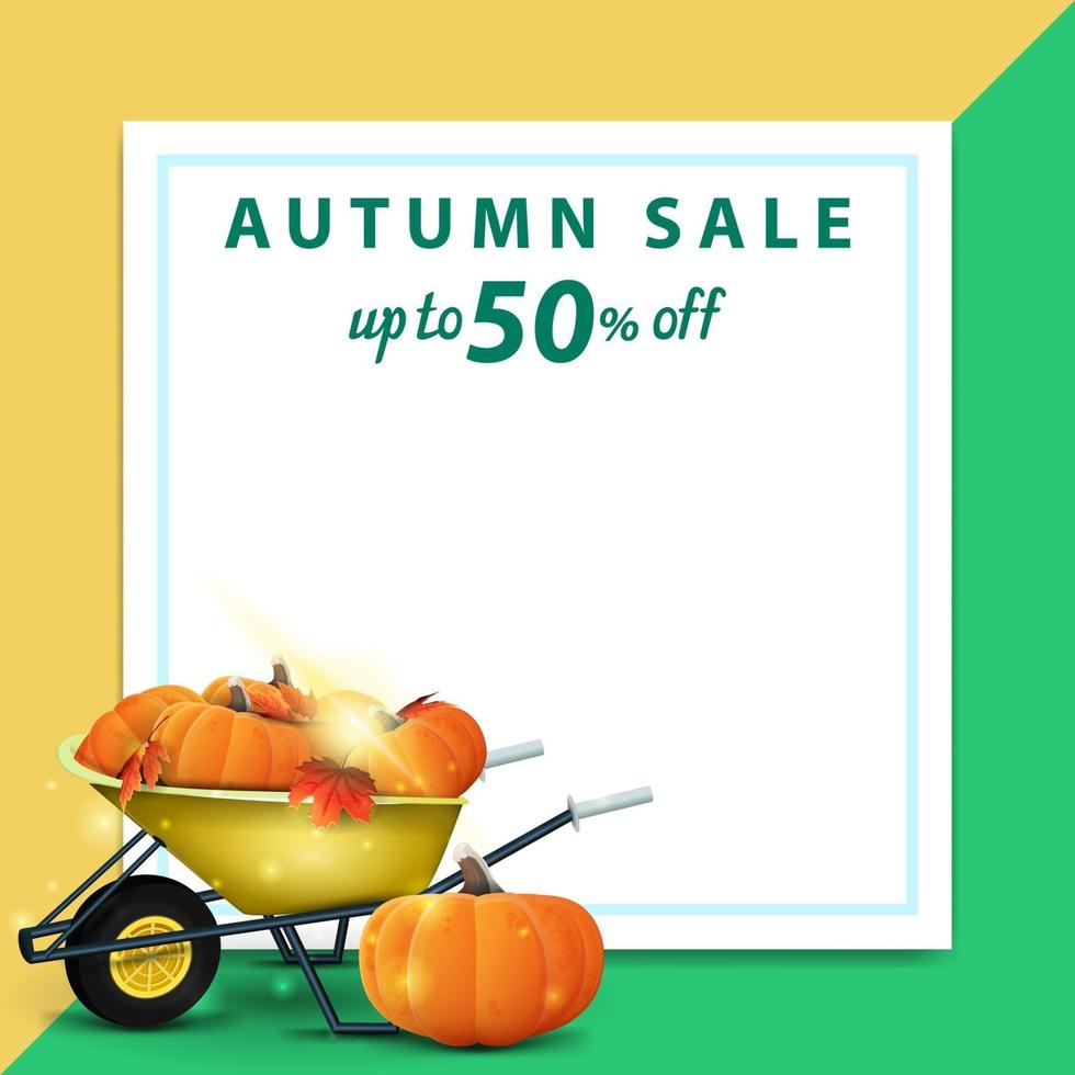 Autumn template in the form of a sheet of paper with pumpkins vector