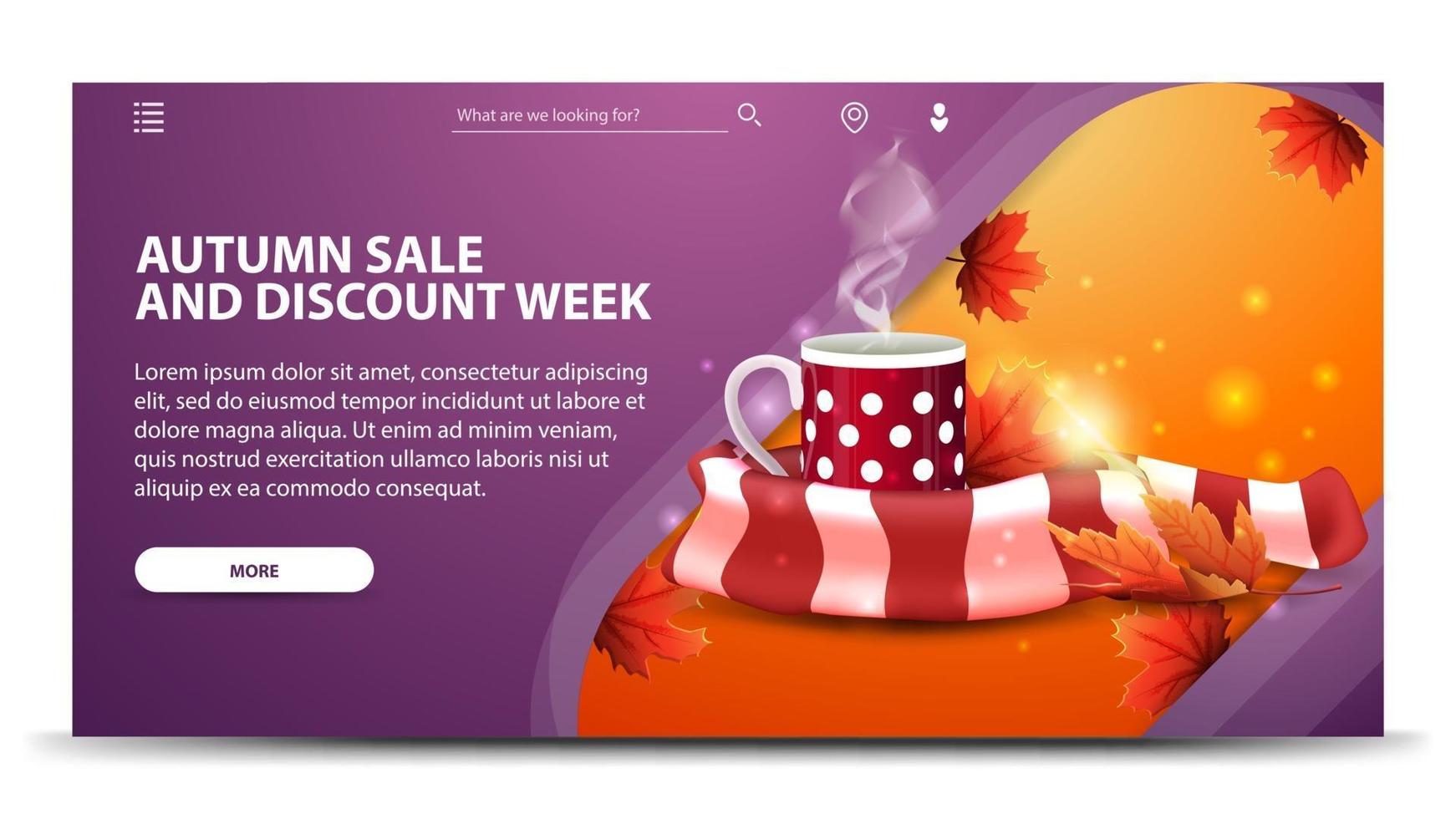 Autumn sale and discount week, banner for your website vector