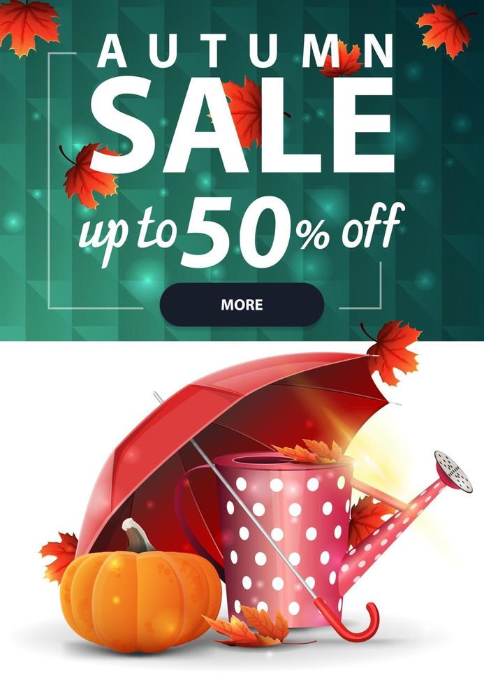 Autumn vertical discount banner with autumn elements vector