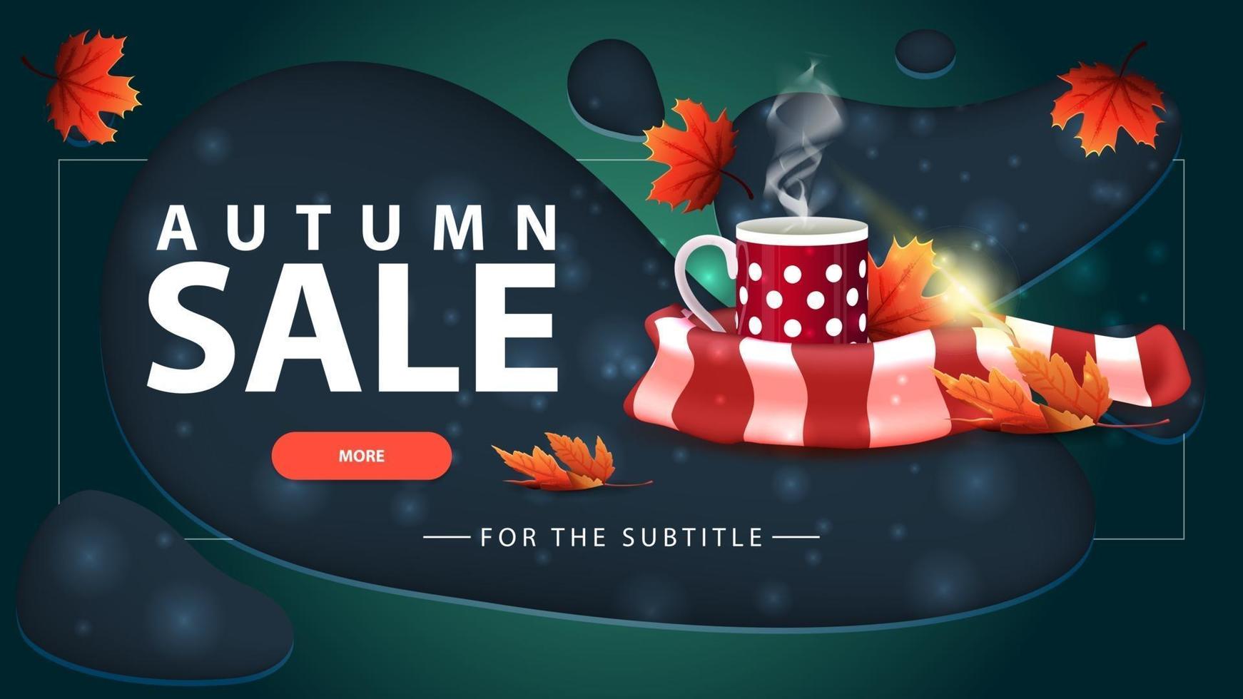 Autumn sale, blue discount banner with modern design for your website vector