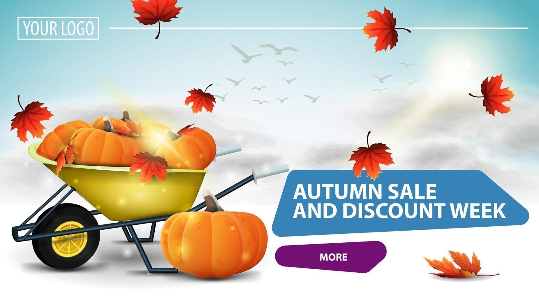 Autumn sale and discount week, web banner vector