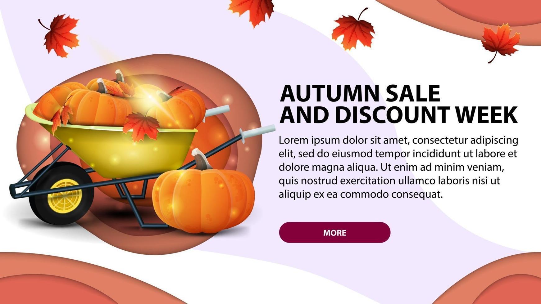 Autumn banner in paper cut style with harvest of pumpkins vector