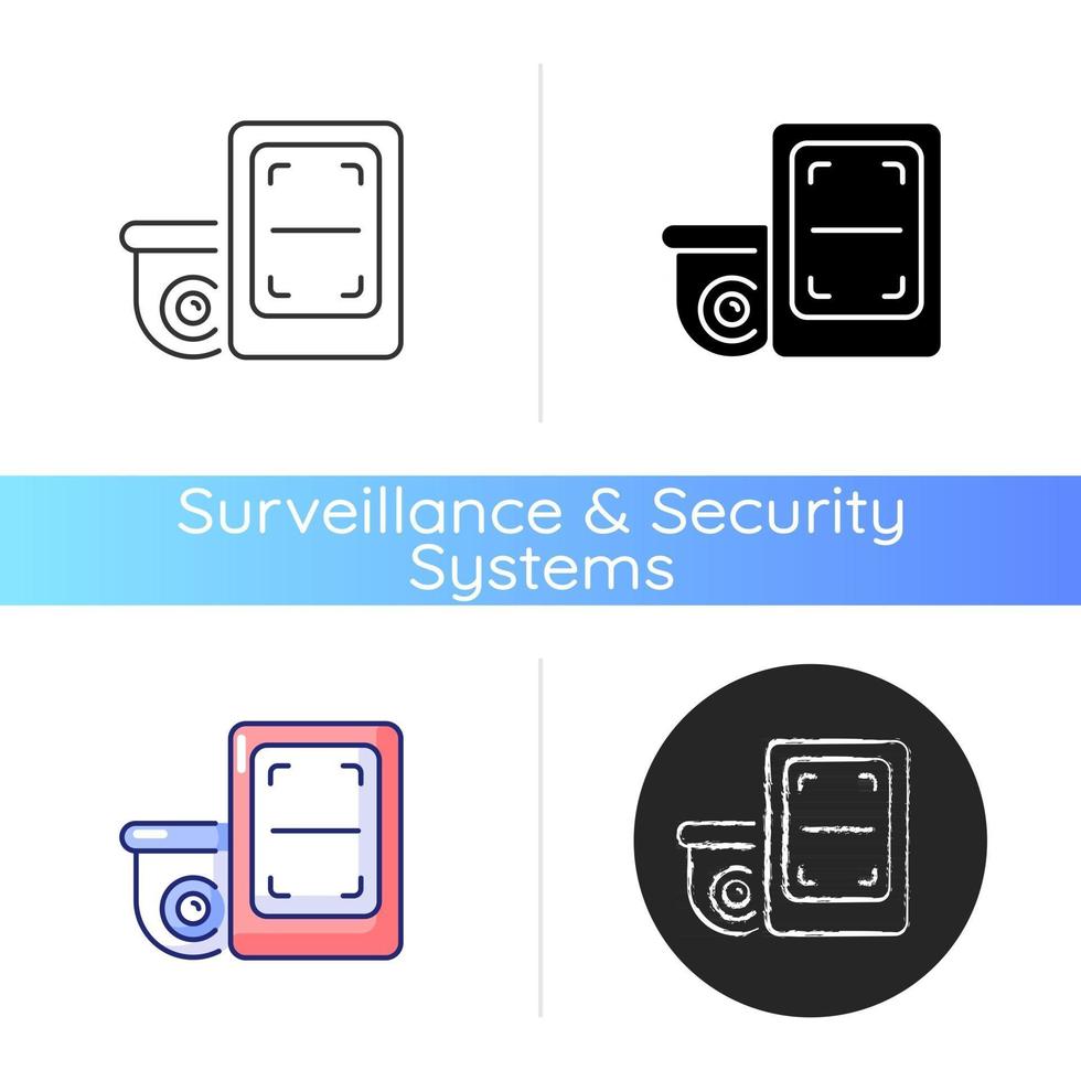 Remote monitoring with surveillance system icon vector