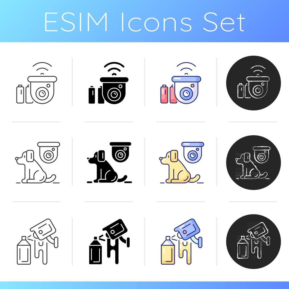 Surveillance system icons set vector