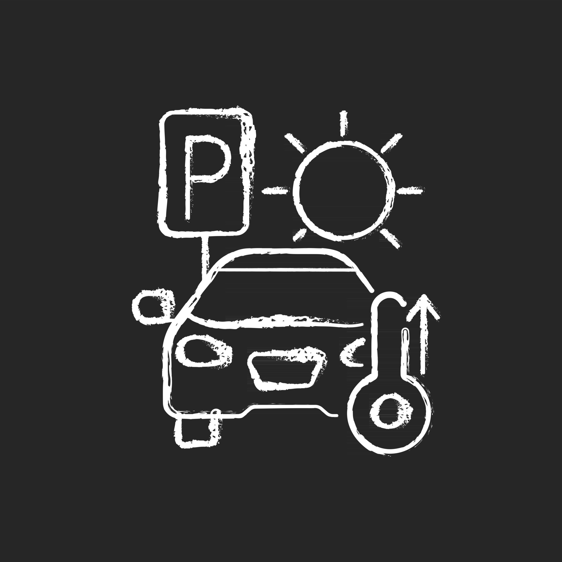 Not staying in parked car chalk white icon on dark background 3037689
