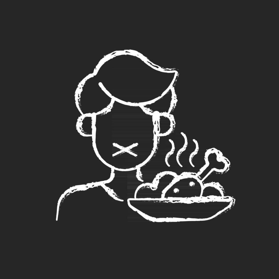 Loss of appetite chalk white icon on dark background vector