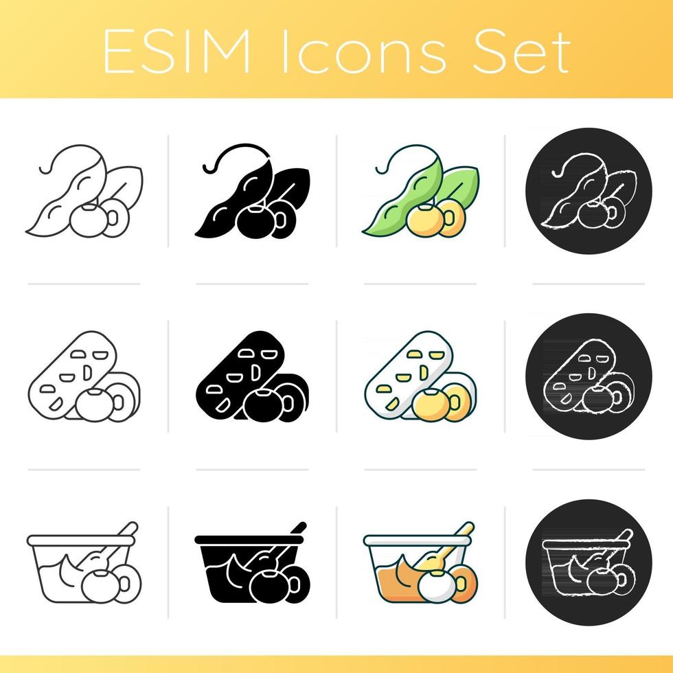 Soy meals icons set vector