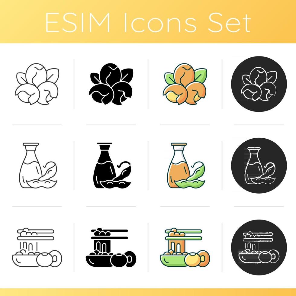 Soy plants icons set vector