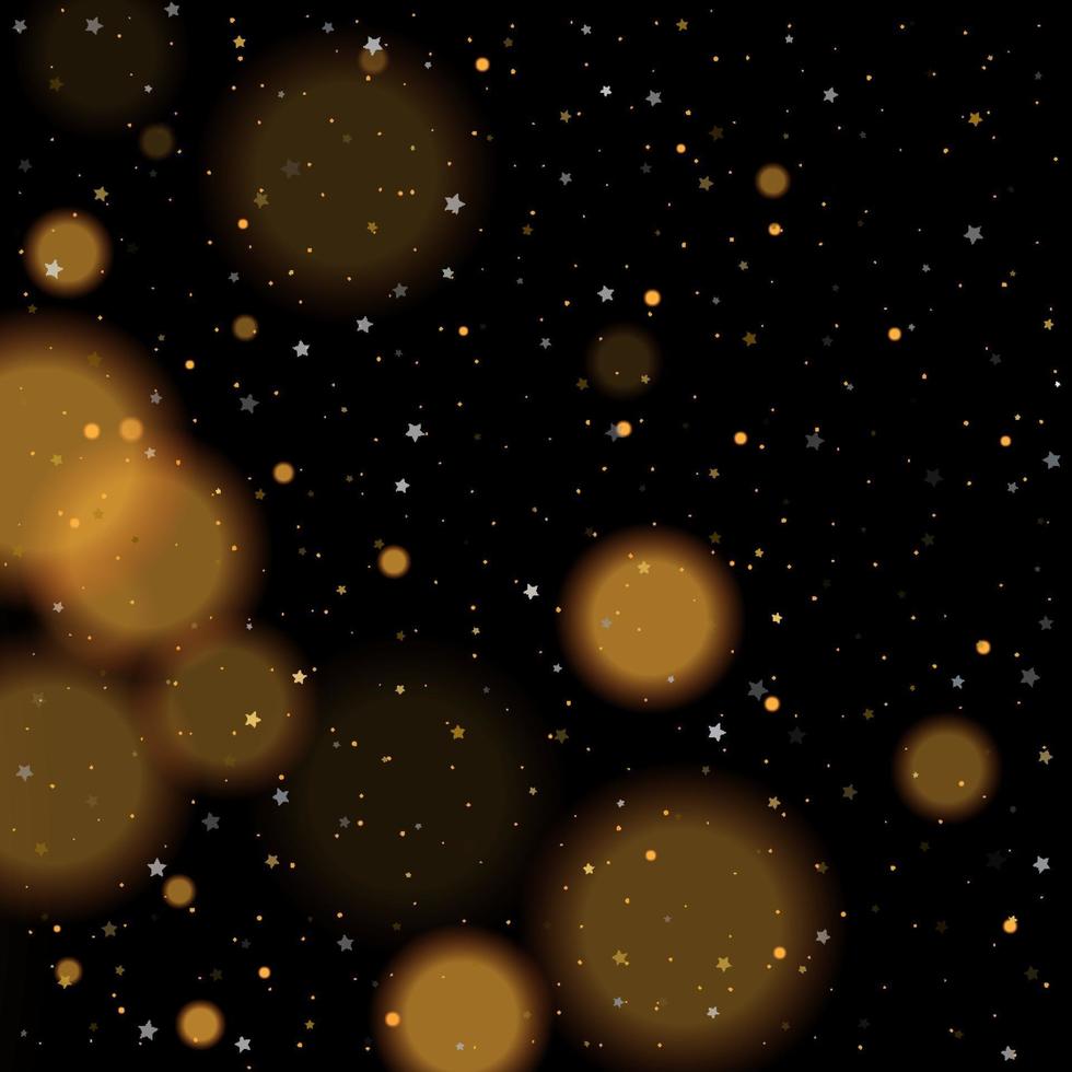 bokeh dorado brillante estrellas doradas y plateadas brillantes vector