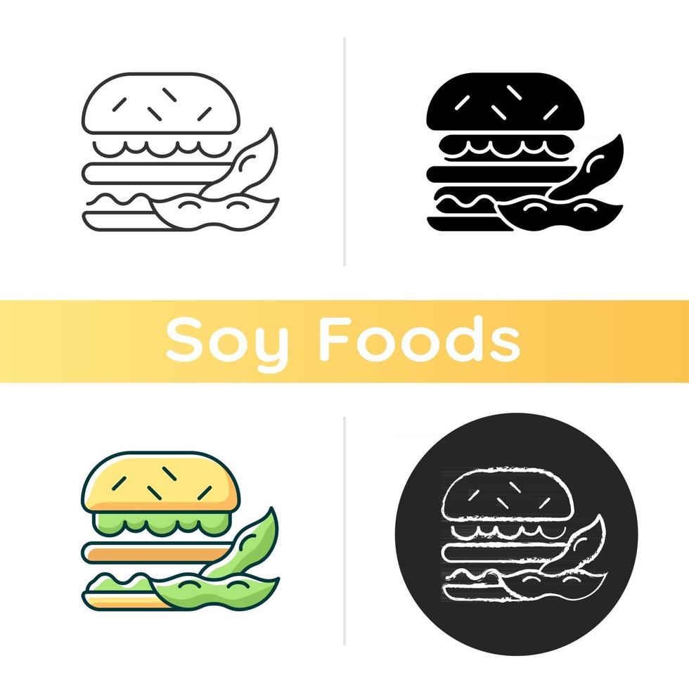 Soy burger icon vector