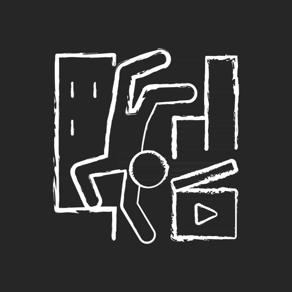 Parkour videos chalk white icon on dark background vector