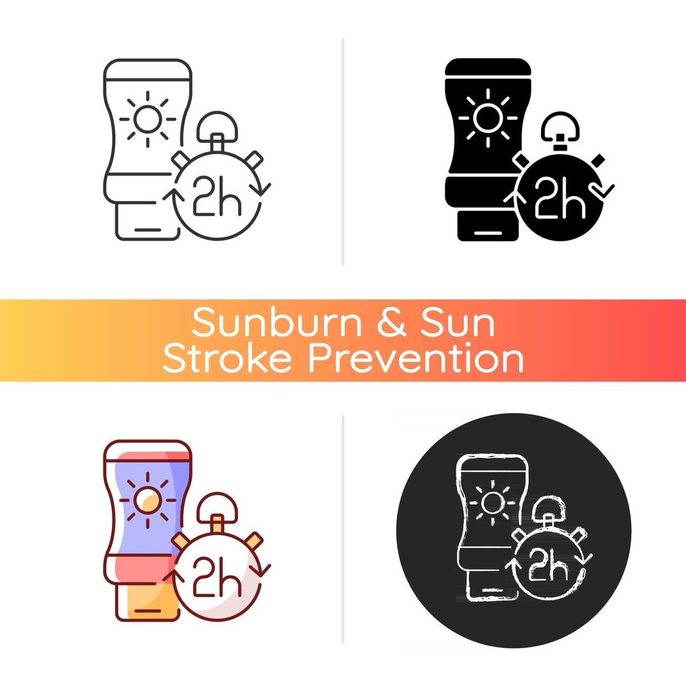 Apply sunscreen every 2 hours icon vector