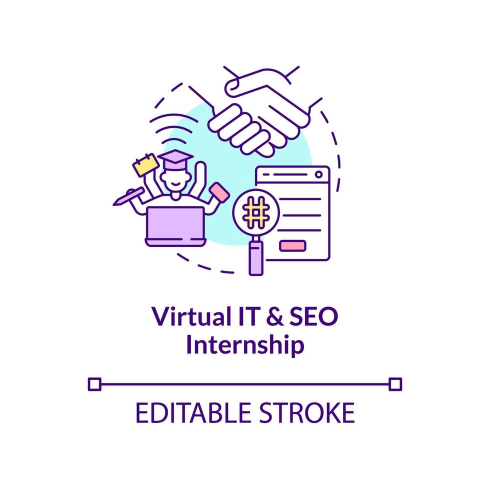 Virtual IT and SEO internship concept icon vector