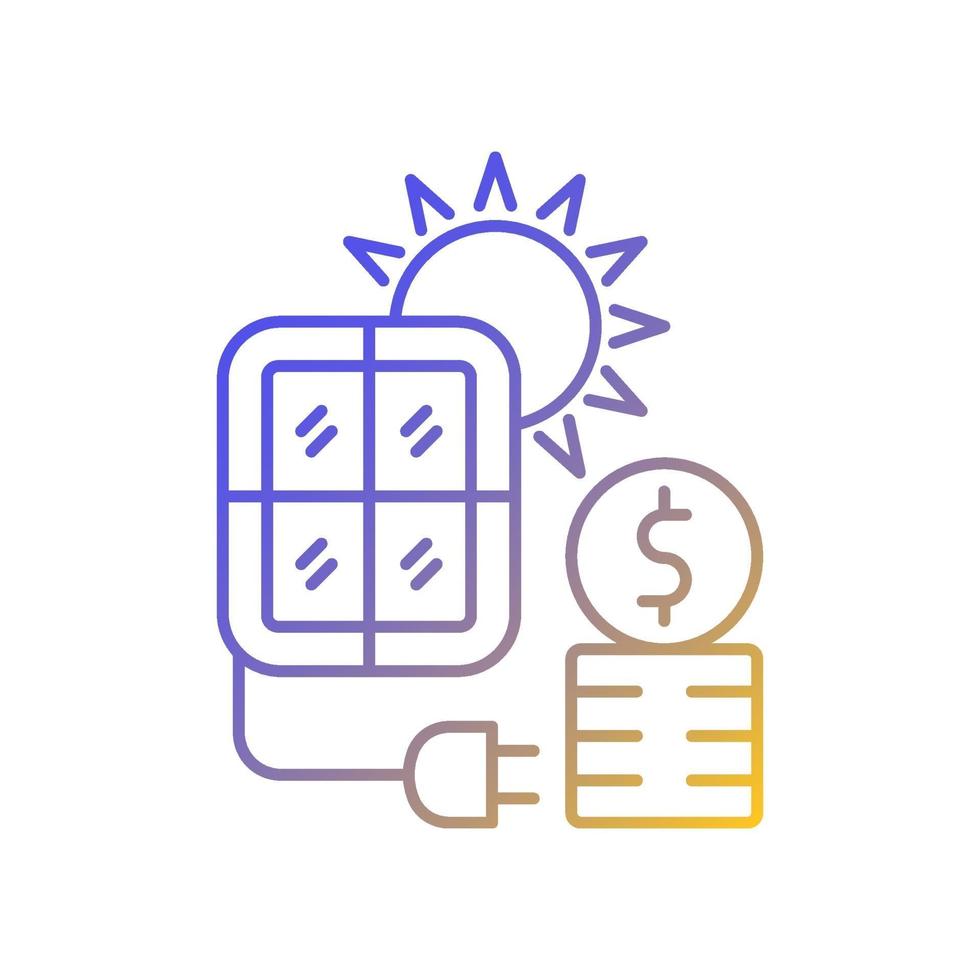 Solar energy price gradient linear vector icon