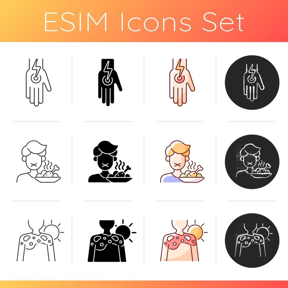 Sunstroke precaution icons set vector