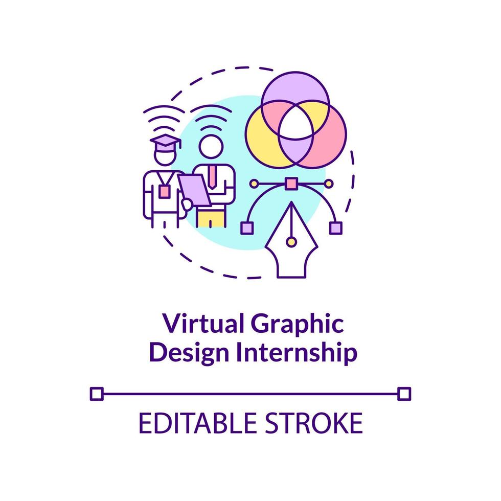 Virtual graphic design internship concept icon vector