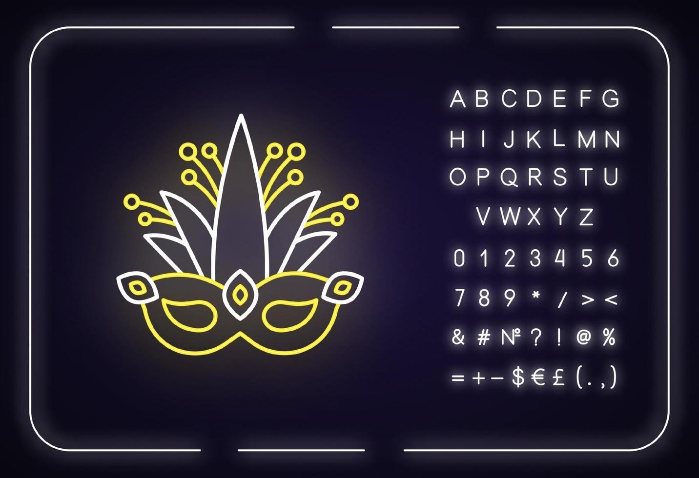 Masquerade mask neon light icon vector