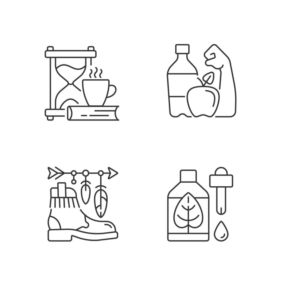 Changing habits and priorities linear icons set vector