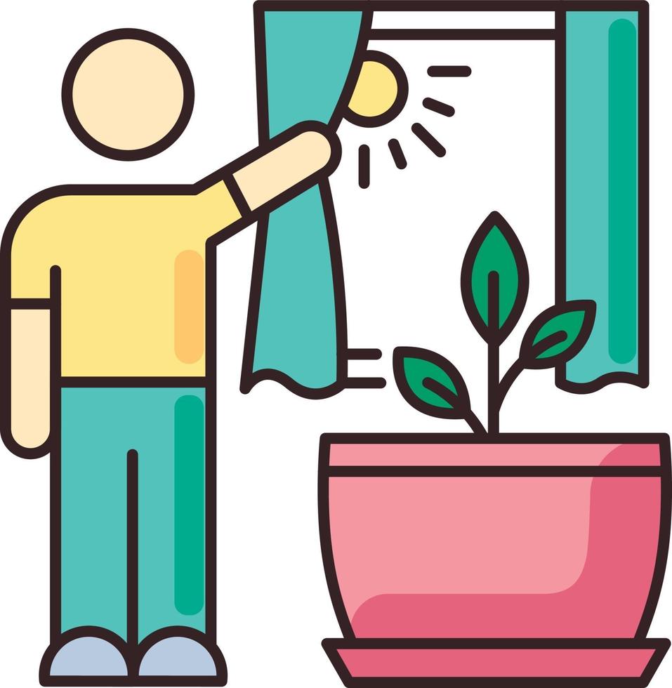 Providing sunlight for plant RGB color icon vector