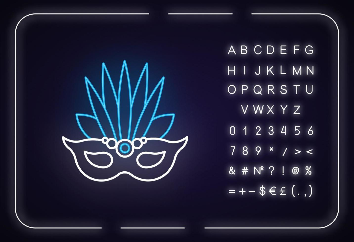Masquerade mask neon light icon vector