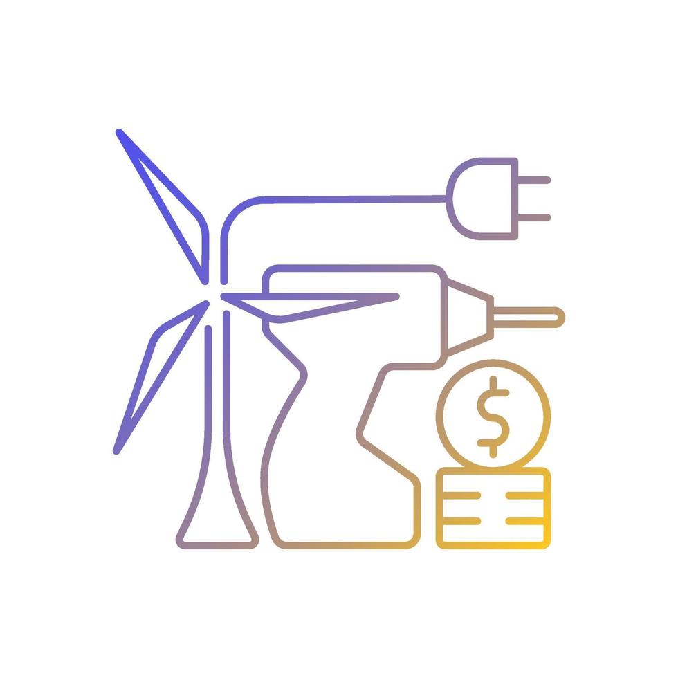 Energy equipment installation price gradient linear vector icon