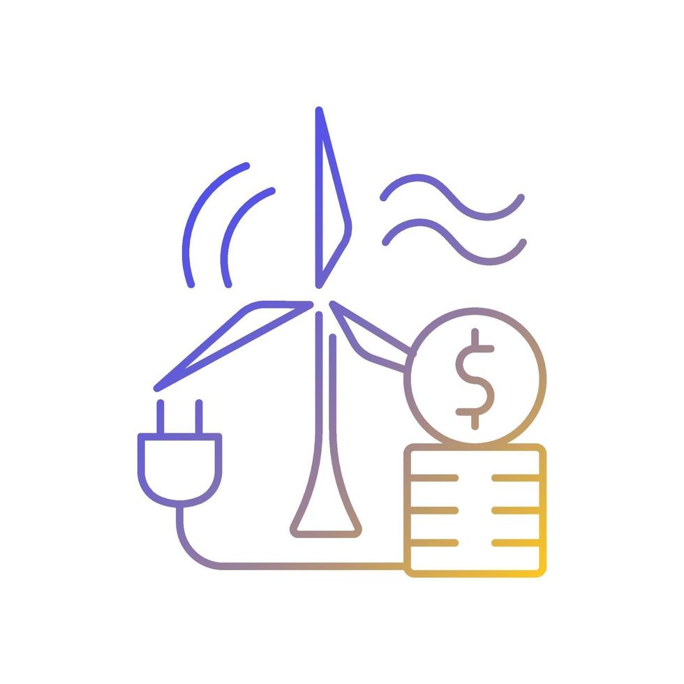 Wind energy price gradient linear vector icon