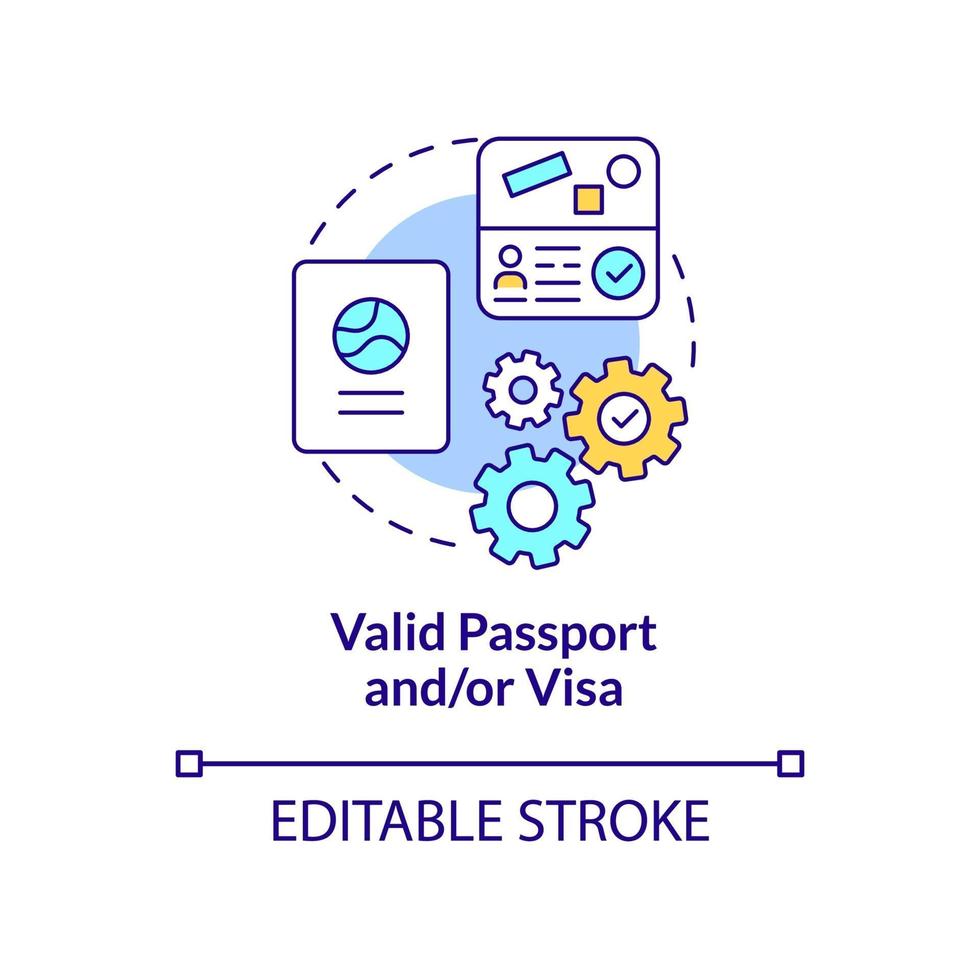 pasaporte válido y concepto de visa icono vector