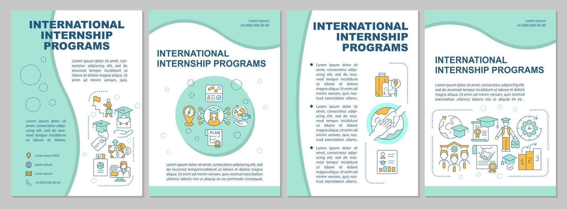 International internship programs brochure template vector