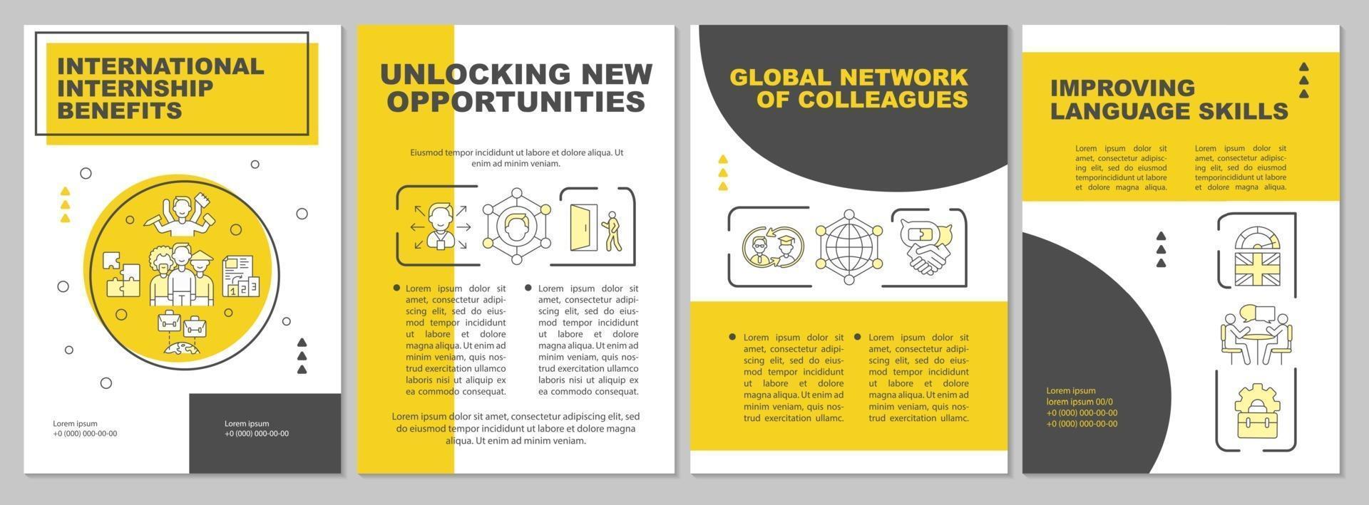 International internship benefits brochure template vector