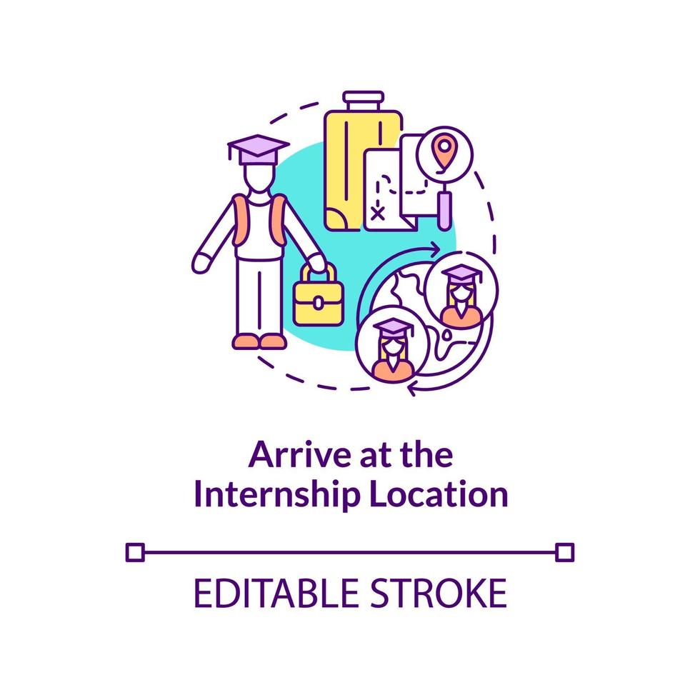 Arrive at internship location concept icon vector