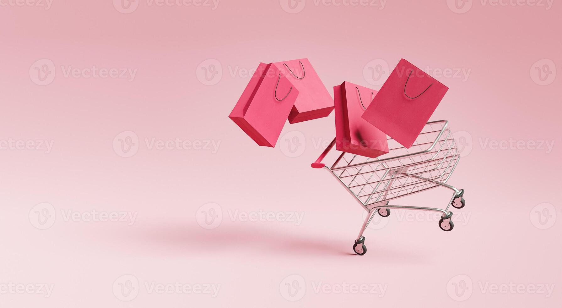 Shopping cart with bags photo