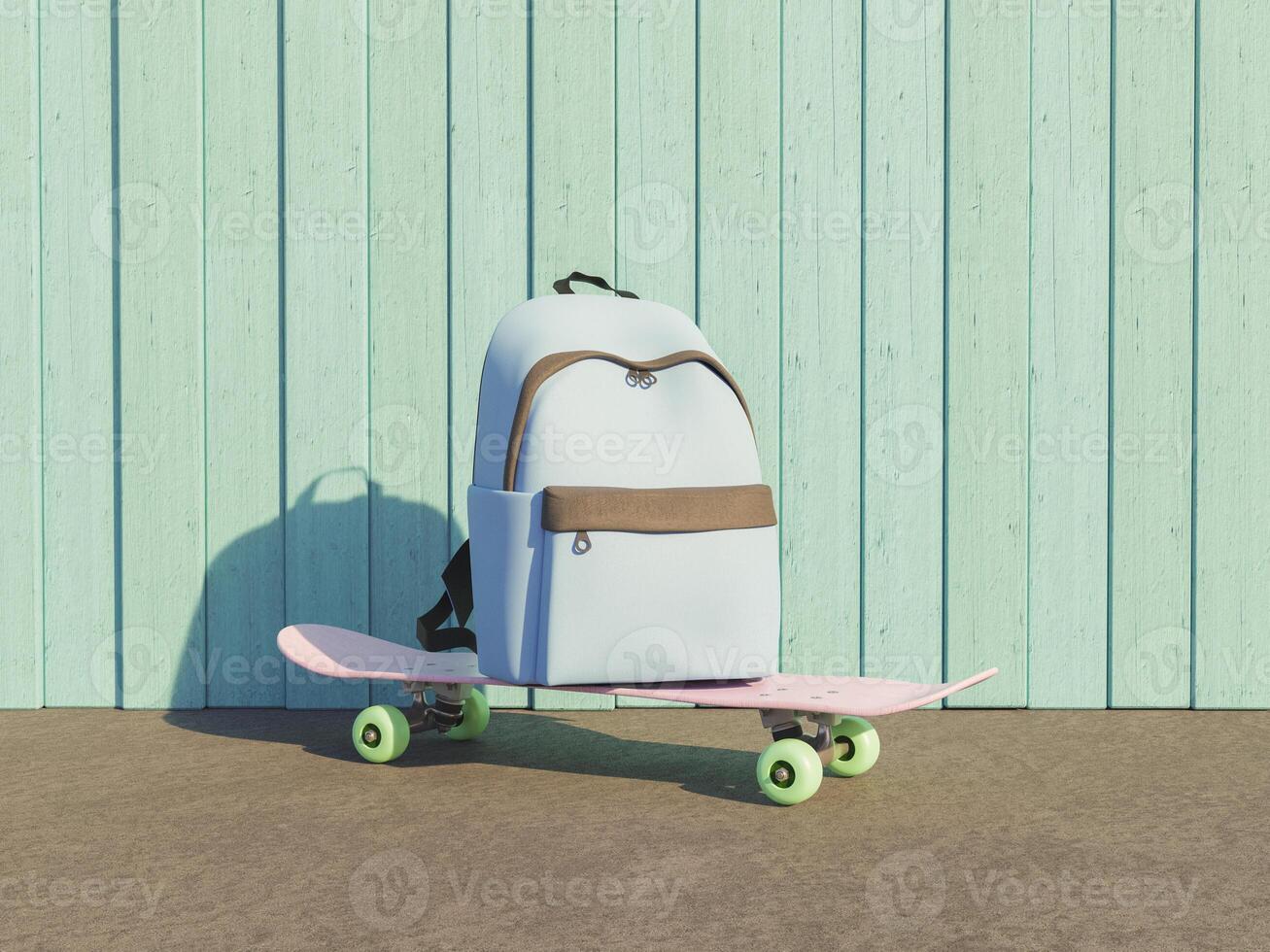 School backpack on a skateboard photo