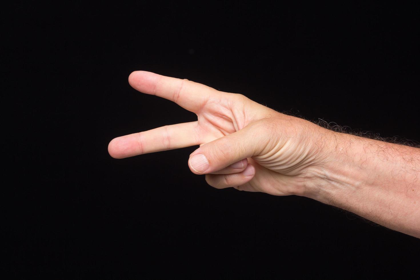 Finger signs of an adult man photo