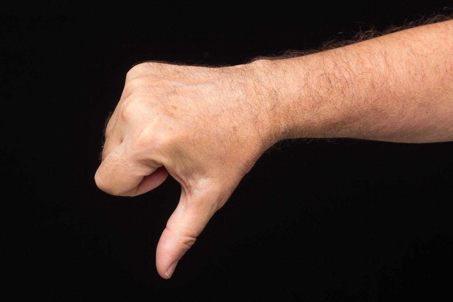 Finger signs of an adult man photo