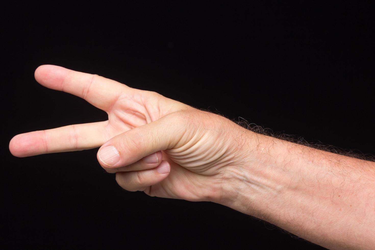 Finger signs of an adult man photo